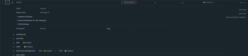 VMware NSX Tier-0 HA Mode Active-Active