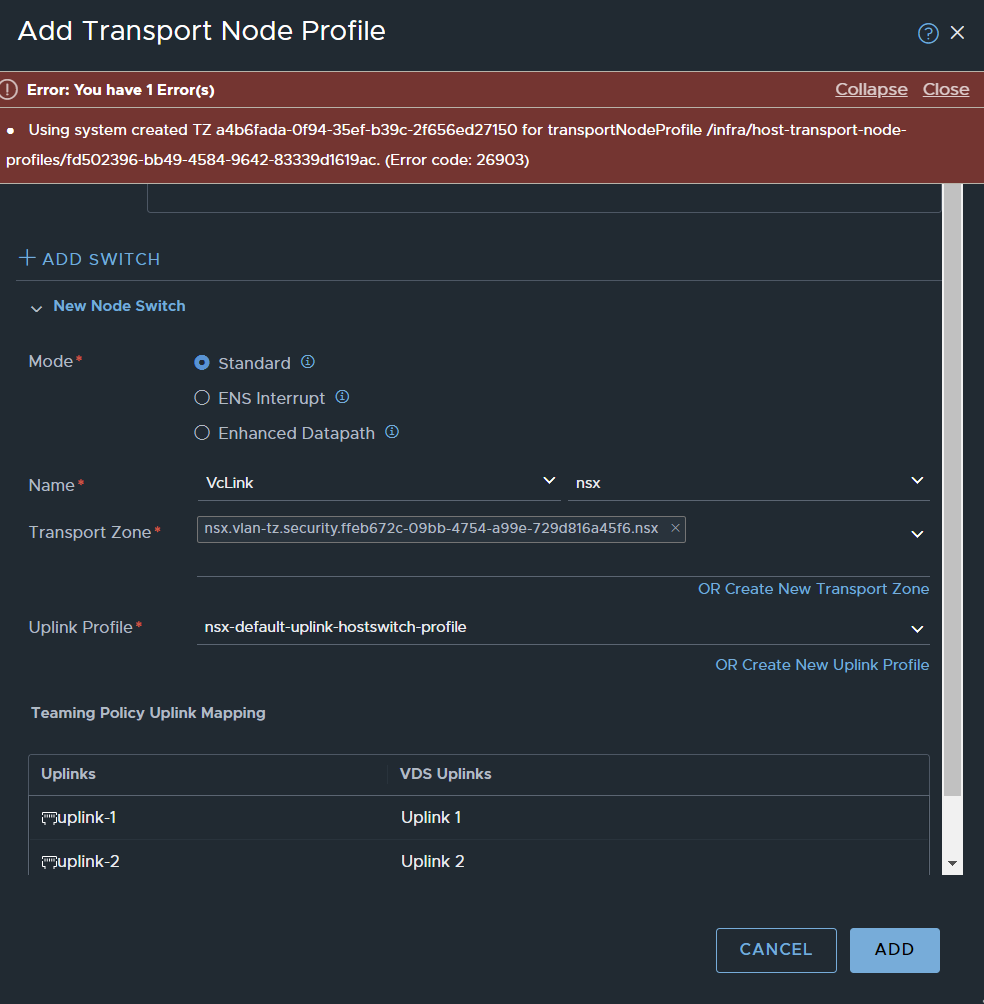 error editing the system owned vlan transport zones