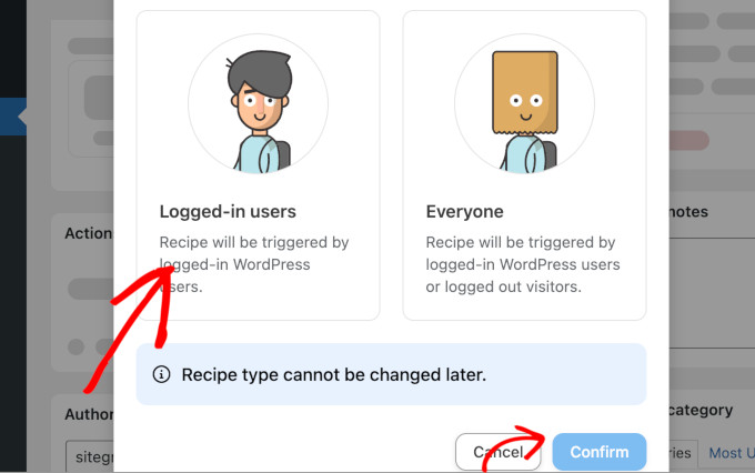Choose recipe type in Uncanny Automator