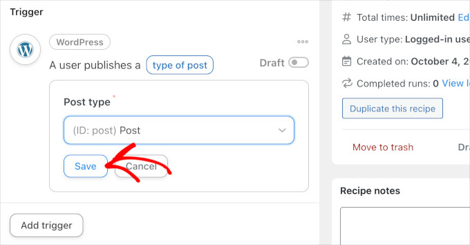 Choose post type in Uncanny