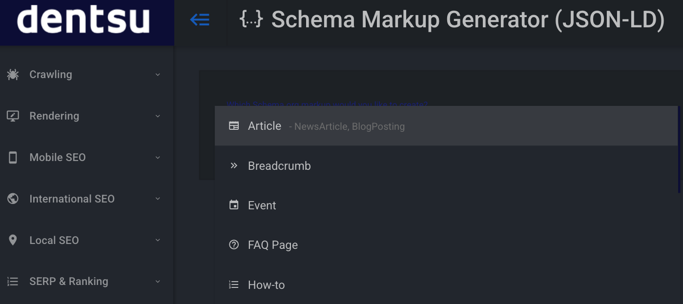 Dentsu's JSON-LD schema markup generator.