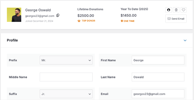 Charitable donor dashboard Charitable donor dashboard