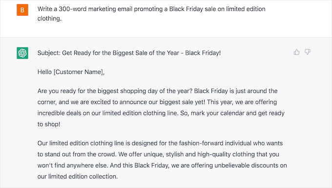 ChatGPT Black Friday marketing email ChatGPT Black Friday marketing email