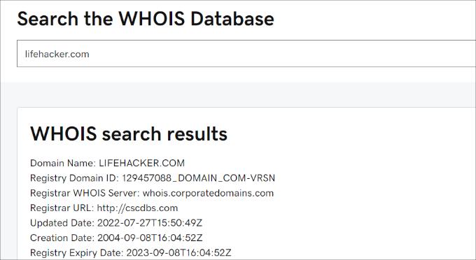 WHOIS database WHOIS database