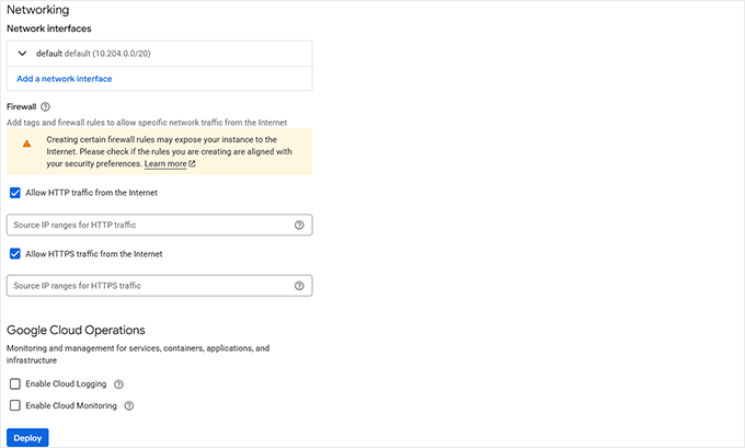 WordPress deploying Google Cloud instance WordPress deploying Google Cloud instance