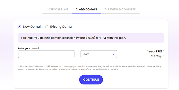 Choose or add your domain name Choose or add your domain name