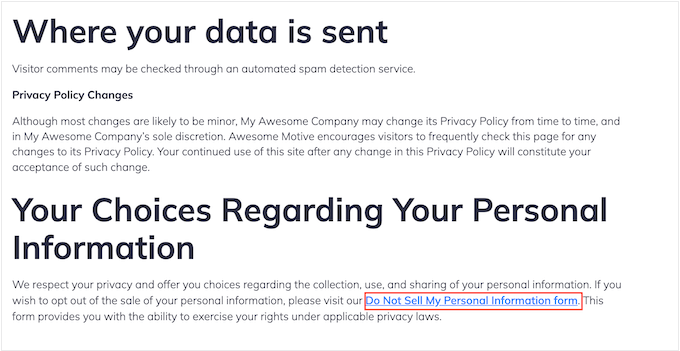 Adding links to your website's privacy policy Adding links to your website's privacy policy