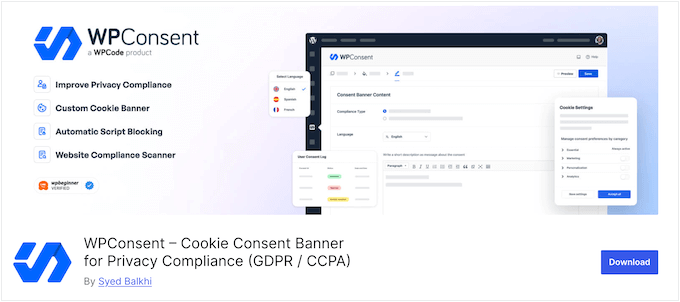The free WPConsent WordPress privacy and compliance plugin The free WPConsent WordPress privacy and compliance plugin