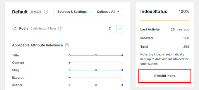 Rebuilding the search index in SearchWP Rebuilding the search index in SearchWP