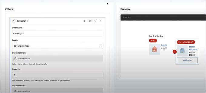 Merchant Buy X, Get Y feature