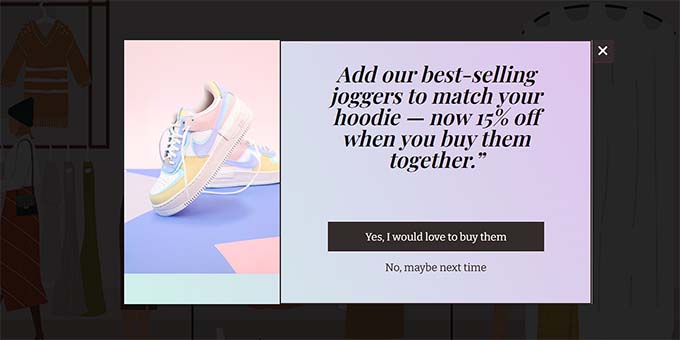 Preview of an upselling lightbox popup in OptinMonster