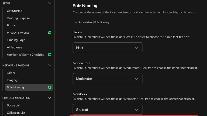 Customizing Roles in Mighty Networks Customizing Roles in Mighty Networks
