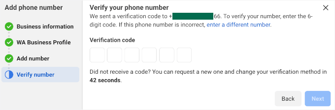 Verifying the phone number