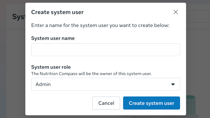 Create system user name and role