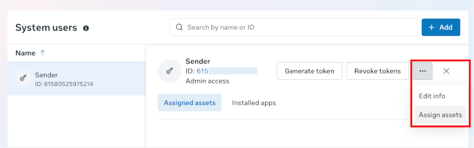 Assigning assets in Meta