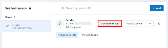 Generating token in System users