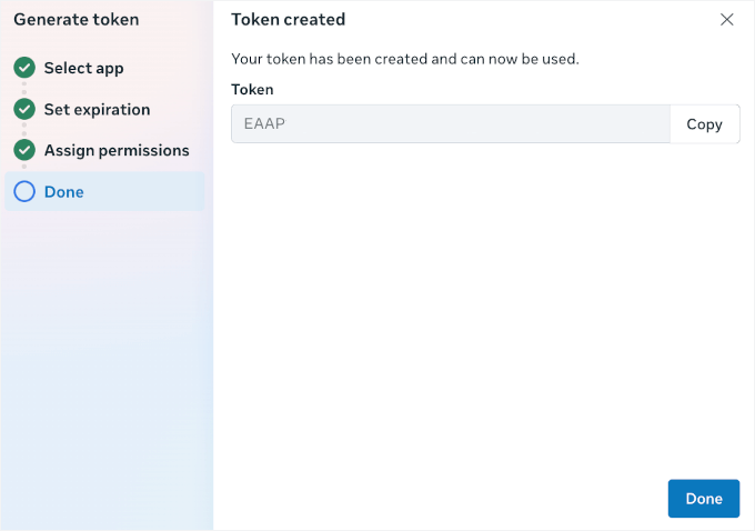 Permanent token generated