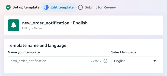 Naming the template
