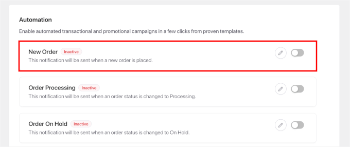 Enabling New Order notification