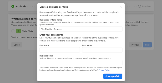 Creating a business portfolio