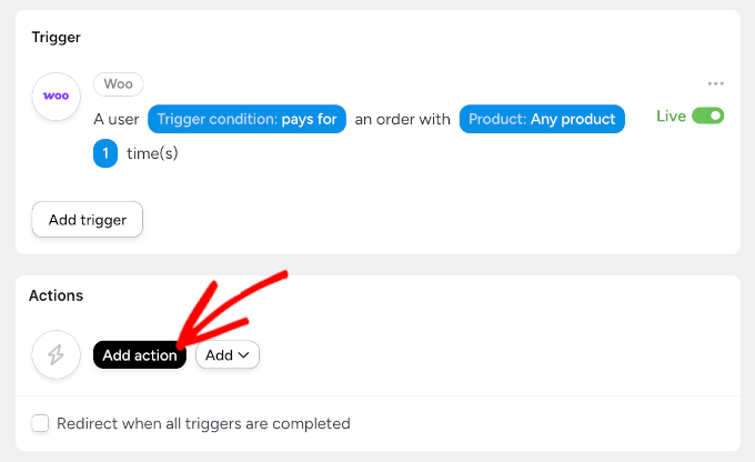 Adding an action