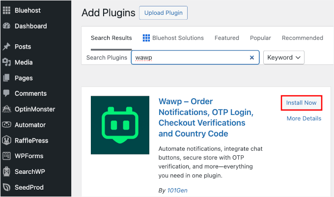 Installing Wawp in WordPress