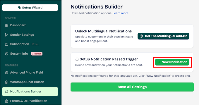 Adding new notification in Wawp