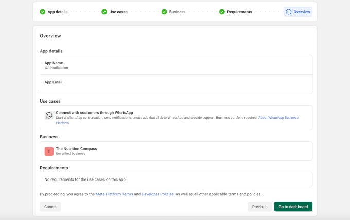 Click Go to Dashboard