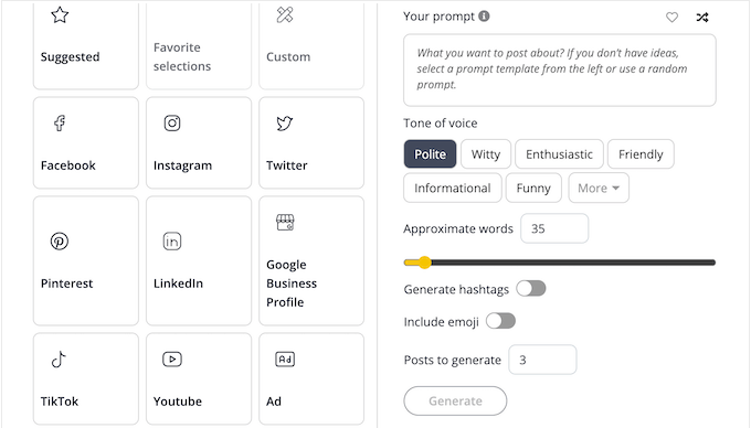 The SocialBee user-friendly AI interface The SocialBee user-friendly AI interface