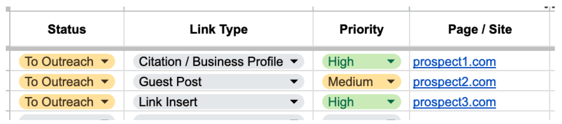 Example of Ahrefs' link prospecting template
