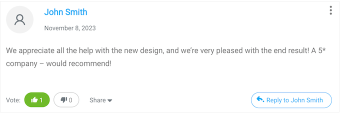 An example of an enhanced comment system on a WordPress blog or website An example of an enhanced comment system on a WordPress blog or website