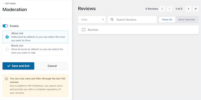 Moderation in Reviews Feed Moderation in Reviews Feed