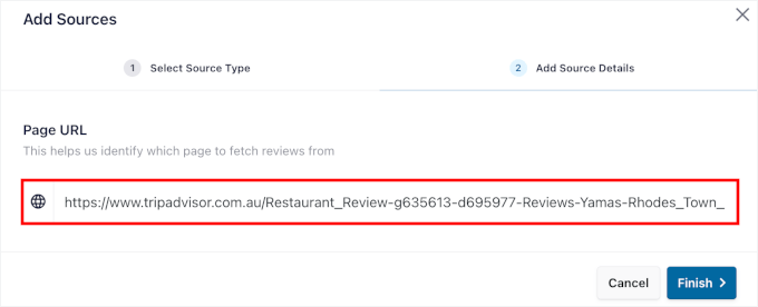 Adding the TripAdvisor URL Adding the TripAdvisor URL