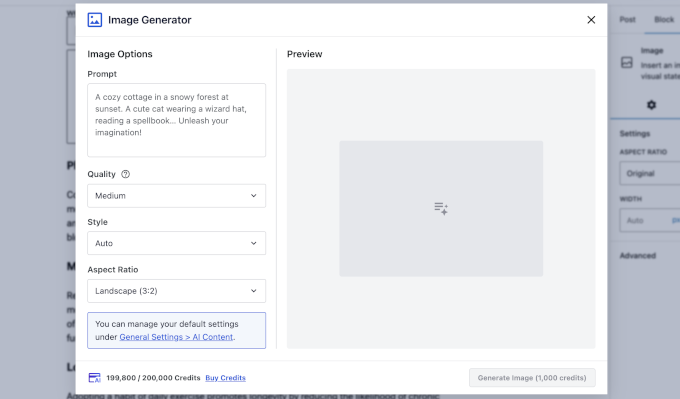 Fine tune your AI image generation with built in options Fine tune your AI image generation with built in options