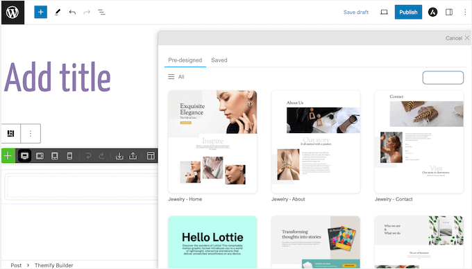 Template layouts in Themify Builder