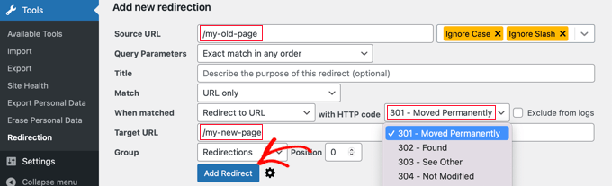 Add New Redirection to Your Website Add New Redirection to Your Website