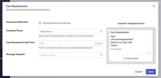Configure the PushEngage WhatsApp Cart Abandonment Automation Configure the PushEngage WhatsApp Cart Abandonment Automation