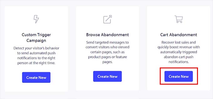 Choose the cart abandonment push notification template Choose the cart abandonment push notification template