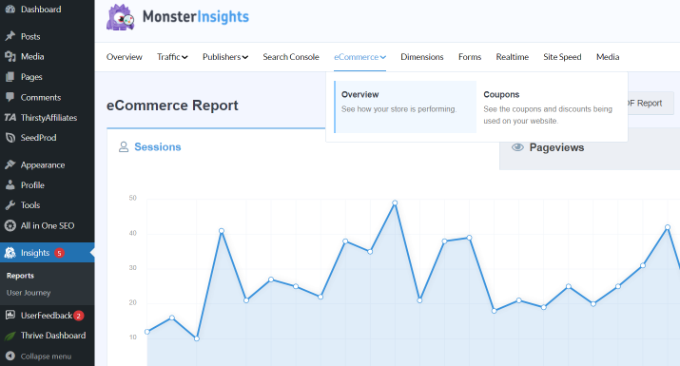 View eCommerce report in MonsterInsights View eCommerce report in MonsterInsights