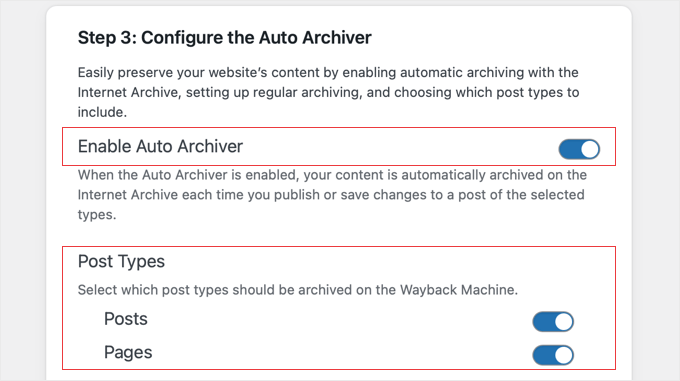 Wayback Link Fixer Setup Wizard Step 3