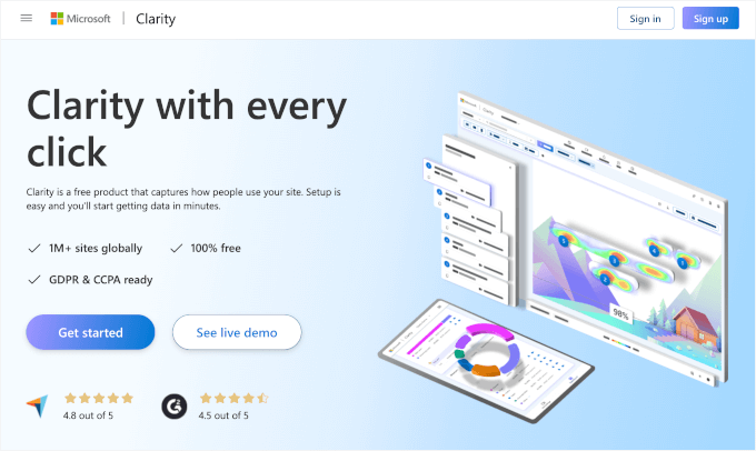 Microsoft Clarity's website