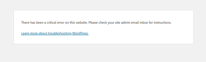 Critical error in WordPress Critical error in WordPress