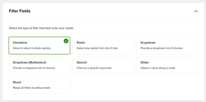 Select filters to add