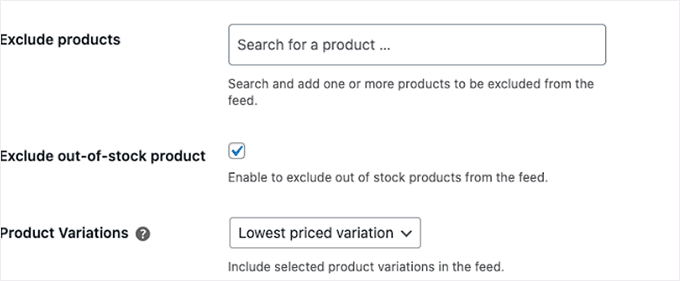 Exclude out of stock products from the feed