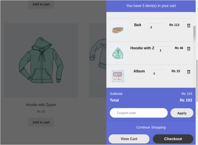 Side Popup Cart's side cart demo Side Popup Cart's side cart demo