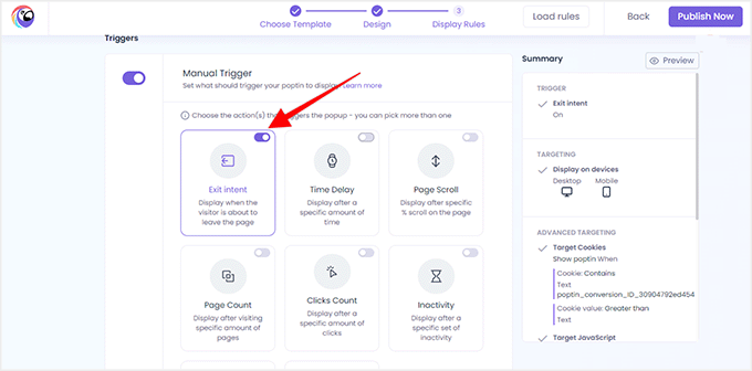 Enable exit-intent in Poptin Enable exit-intent in Poptin