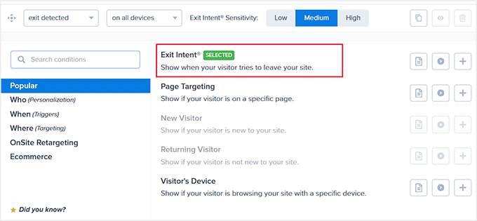 Use exit intent technology for popups Use exit intent technology for popups
