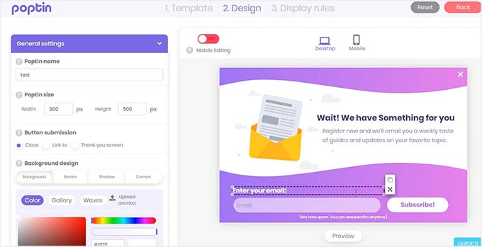 Drag and drop editor in Poptin Drag and drop editor in Poptin