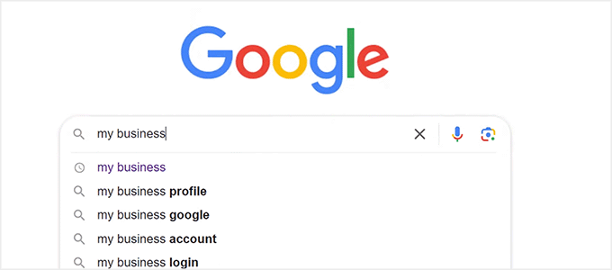 Type my business in Google search Type my business in Google search