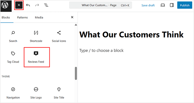 Add reviews feed block in WordPress page or post Add reviews feed block in WordPress page or post